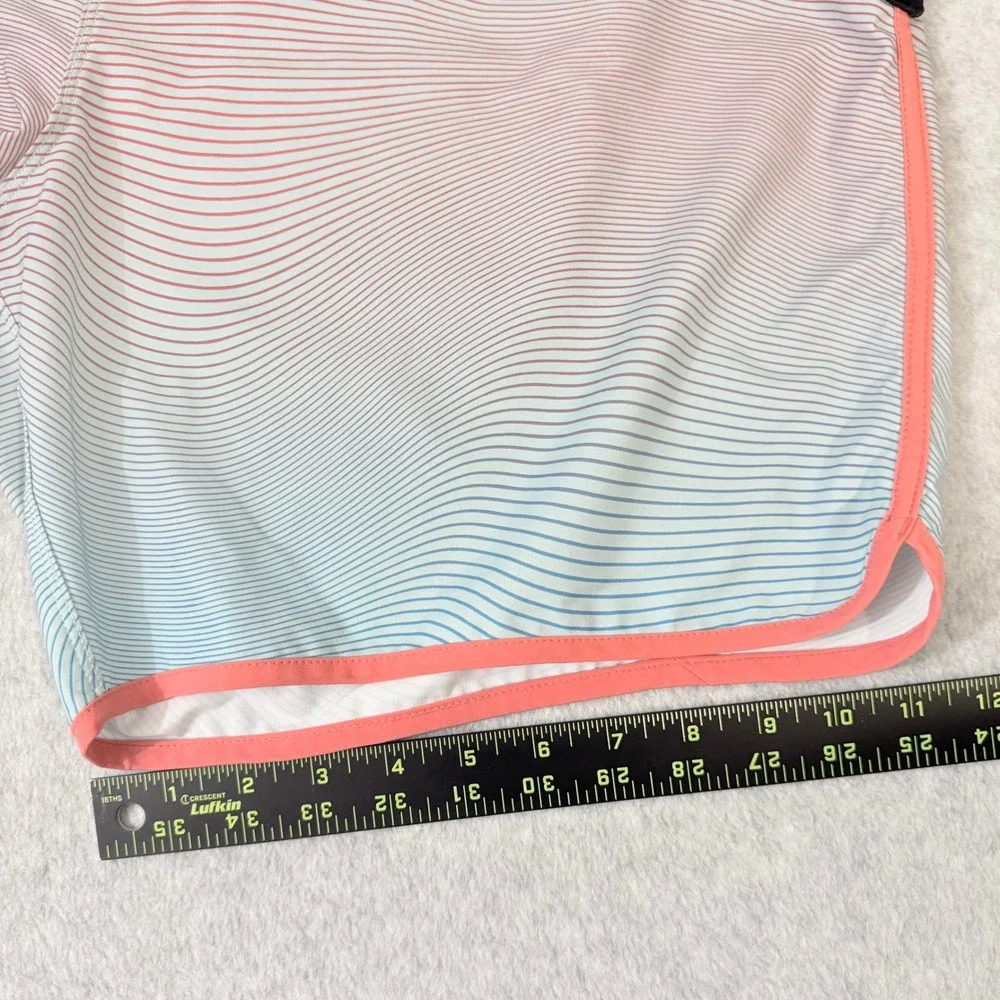 Hurley Phantom Mens Board Shorts Size 40 Coral Blue Wavy Stripe Swim Trunks